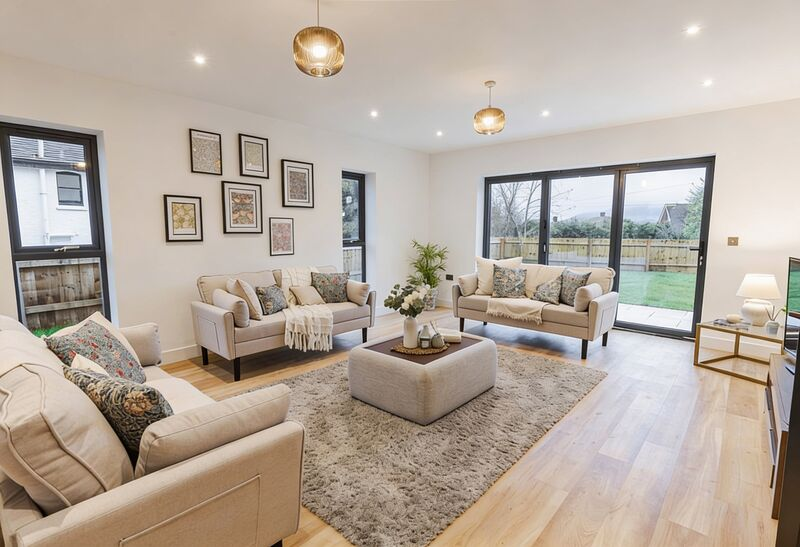 Professionally staged Airbnb living room