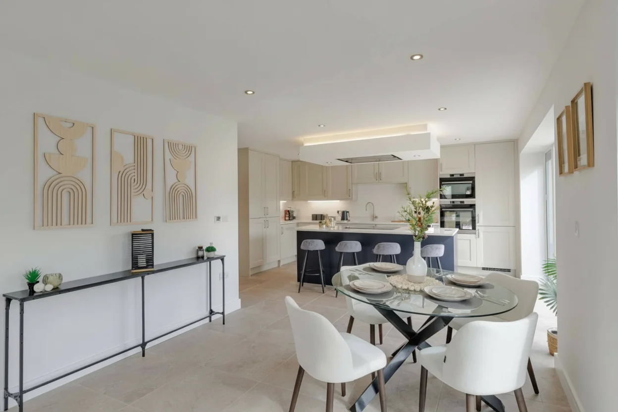 Beautifully staged open-plan kitchen diner